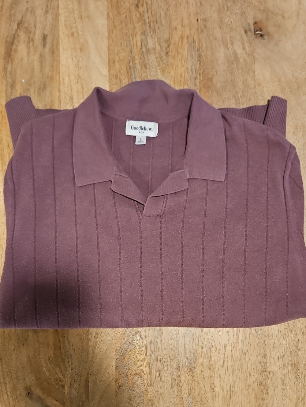 Goodfellow & Co Women's Ribbed Polo V-Neck Sweater - Dusty Mauve
